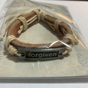 Faithworks Forgiven Brown Bracelet Leather Metal